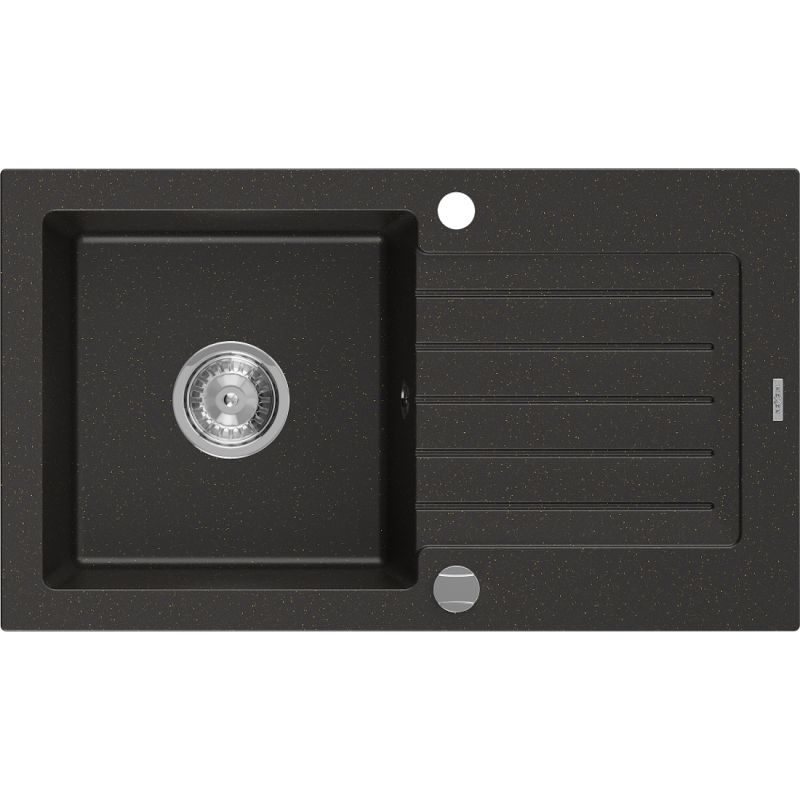 Zlewozmywak wpuszczany Mexen Pablo 1-komorowy czarny/złoty metalik 752x436 mm - 6510751010-75-G 1 szt.