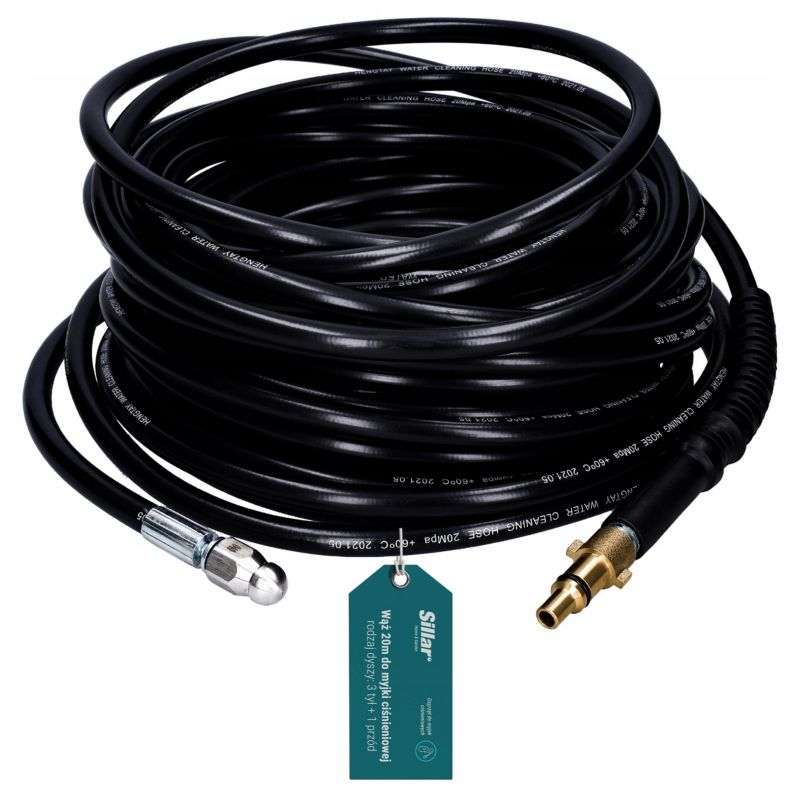 Wąż do myjek ciśnieniowych, Sillar, z dyszą: 3+1,do czyszczenia kanalizacji, zamiennik do Nilfisk Stihl, 20m, 1szt