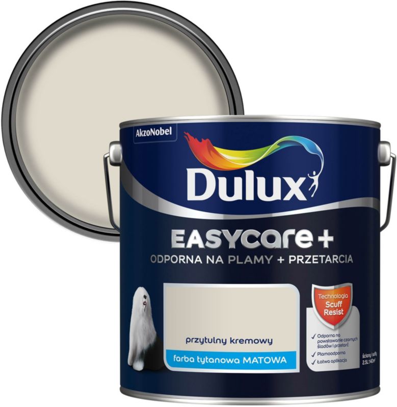 Farba plamoodporna Dulux EasyCare+ przytulny kremowy 2,5 l