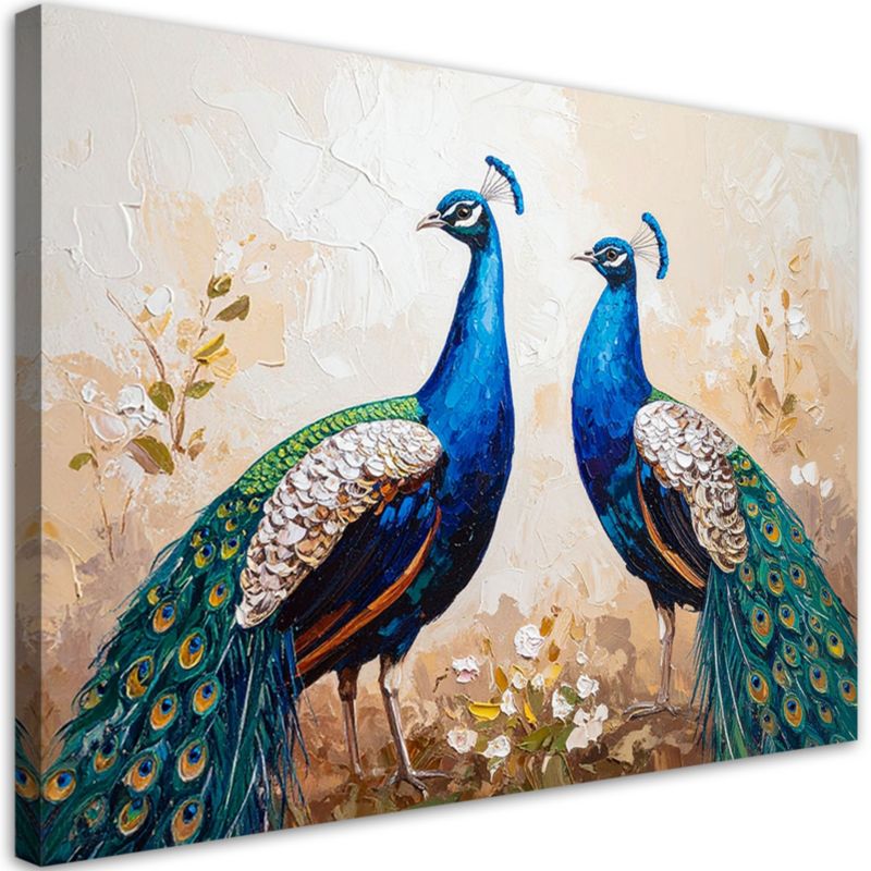 Obraz nowoczesny do salonu Feeby Kolorowe Pawie Ptaki Natura 120x80cm 1szt