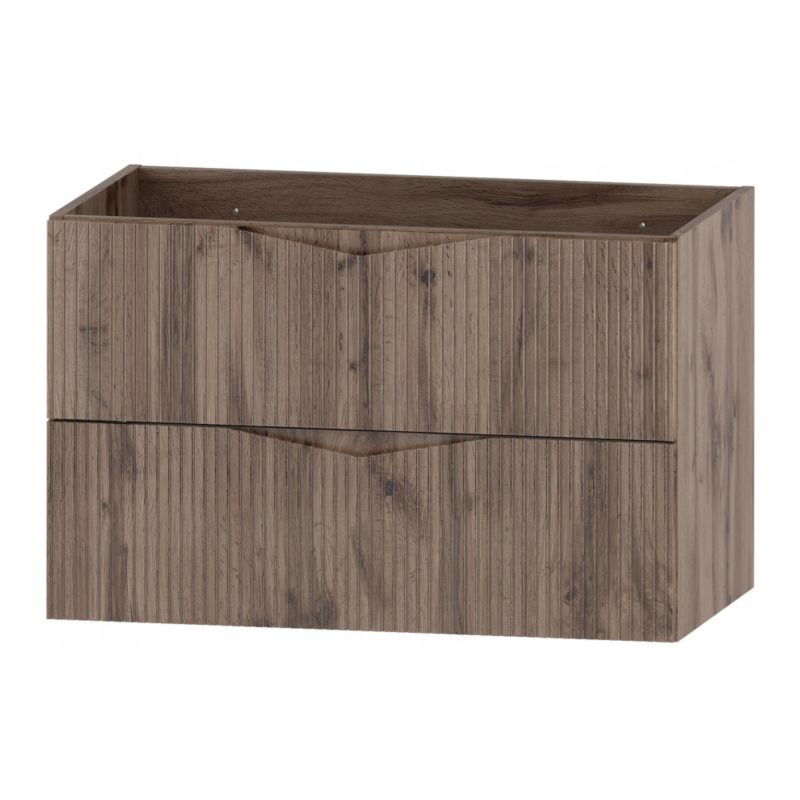 Szafka pod umywalkę Furnidea 80 cm wisząca dąb wotan ryflowane fronty CLEO 1 szt.