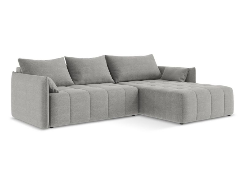 Narożnik prawostronny z funkcją spania LaMiaSofa BOLSENA z tkaniny bouclé 260x180 cm jasny szary 1 szt.