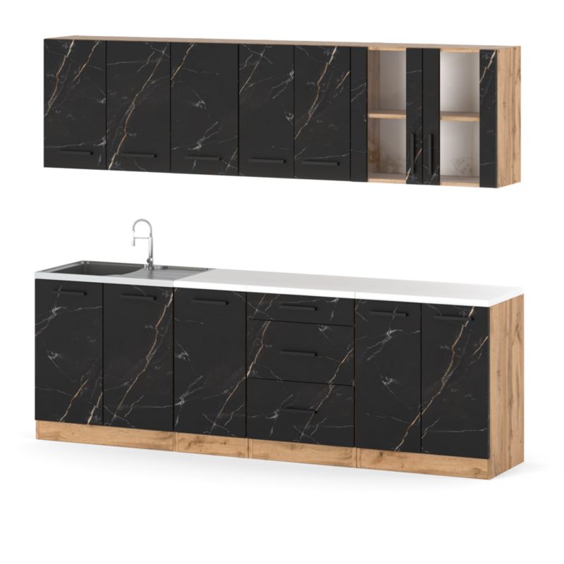 Zestaw Kuchenny Hurtownia-Mebli Z Blatem Kuchnia Remino 260cm Dąb Wotan San Sebastian 260x47x145 cm 1szt.