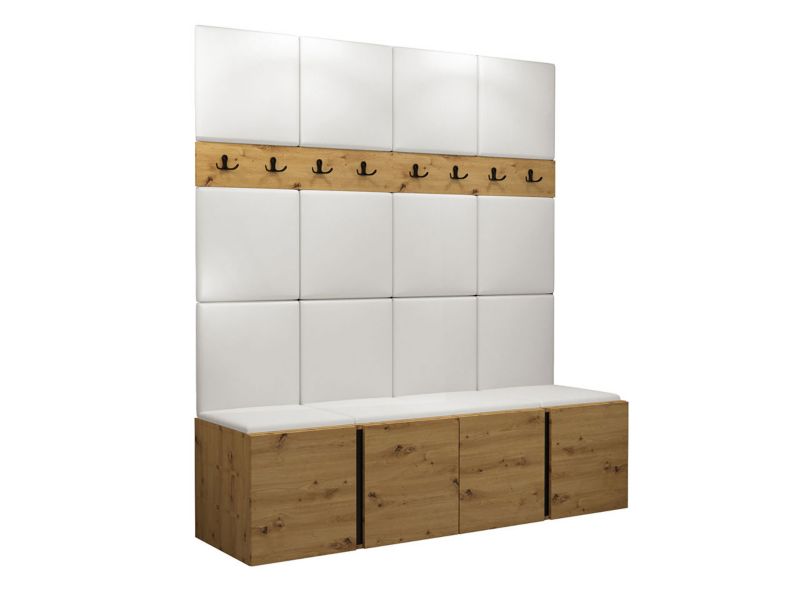 Garderoba MIRJAN 24 Orion V dąb artisan/czarny + biała ekoskóra 1 kpl.