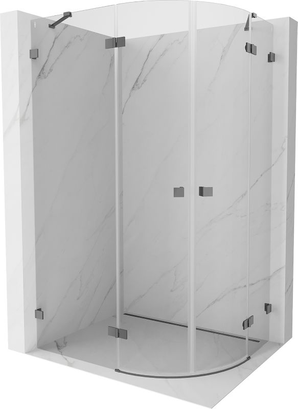 Kabina prysznicowa Mexen Lunar półokrągła uchylna lewa 100 x 90 cm transparent gun metal 1 szt.