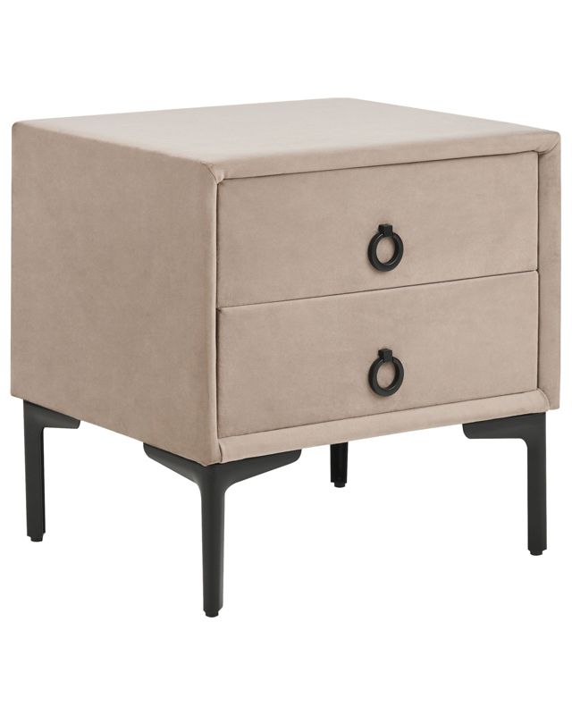 Szafka nocna 2 szuflady Welur Beżowoszary Sezanne 1 szt.
