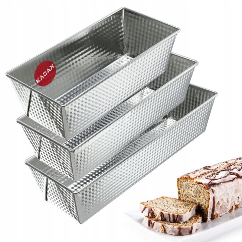 Forma Do Pieczenia KADAX Blacha Chleba Keksówka Do Ciasta Zestaw XXL Srebrny 3szt