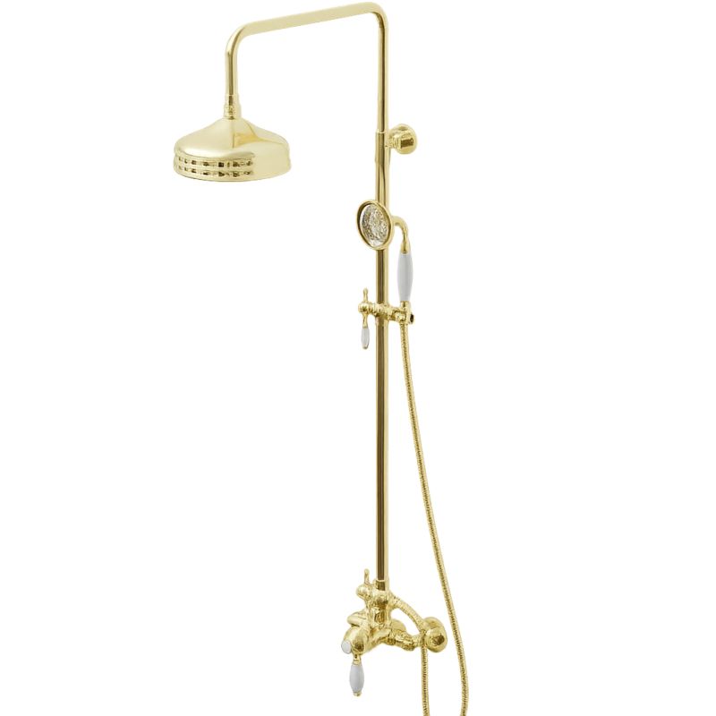 Bateria prysznicowa Lauferi STAFORD mosiężna z deszczownicą złota retro 1 szt.