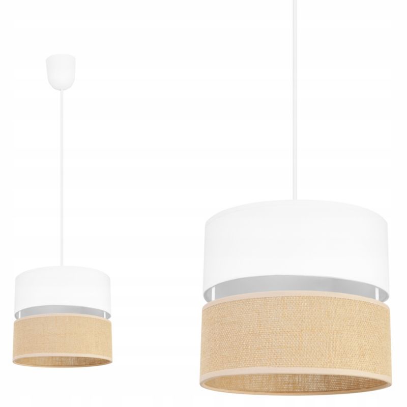 Lampa sufitowa wisząca Light Home LH Juta 1x E27 60W abażur 20cm tkanina biały 1szt.