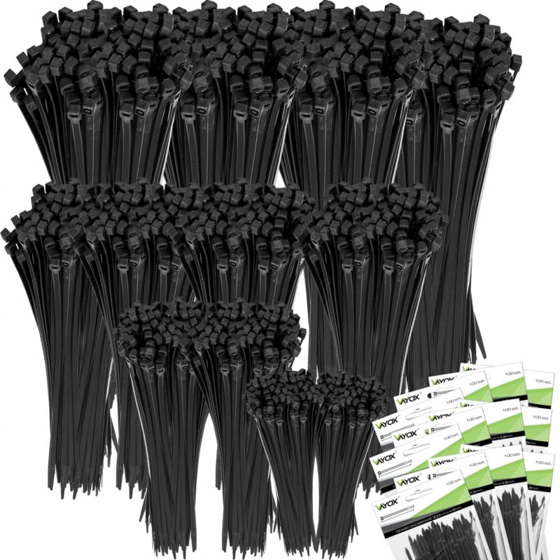 Opaski zaciskowe Vayox czarne 15-35cm 1200szt. 1 zestaw