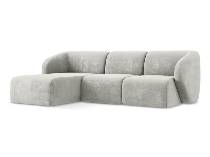 Narożnik lewostronny LaMiaSofa CERVO z tkaniny szenilowej 248x166 cm jasny szary 1 szt.