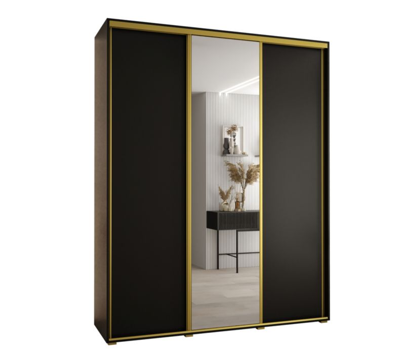 Szafa przesuwna Abiks DAVOS 3 wysoka szer.200cm gł.45cm czarny/czarny/złoty 1szt.