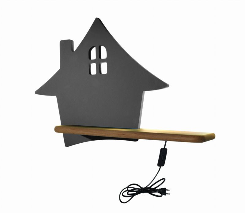 Kinkiet Candellux House jasne drewno z przewodem i włącznikiem LED 4W 4000K 200lm IP20 wym: 26 x 35 x 12 cm - 1 szt.