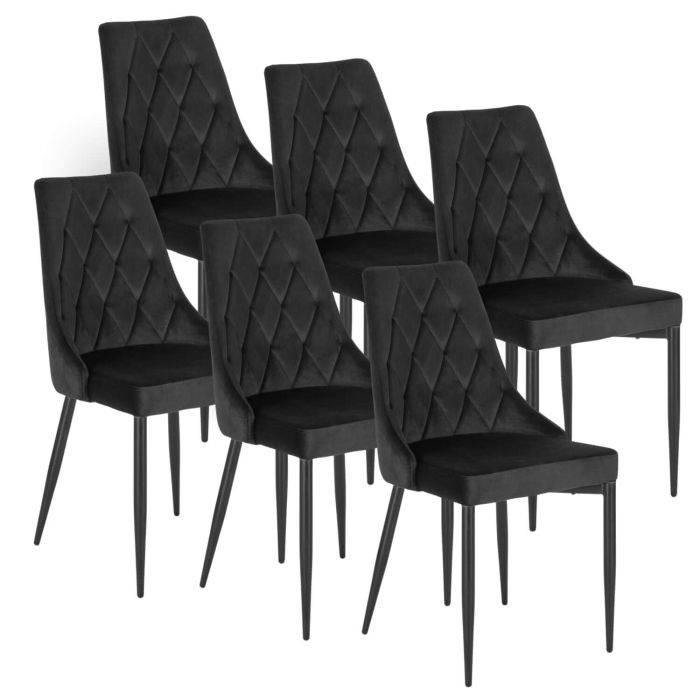 Zestaw 6x Mebel Elite Krzesło CORK Tapicerowane do Salonu Czarne Welurowe Loft 1 kpl