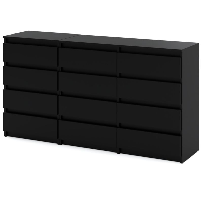 Komoda Hurtownia-Mebli Szuflady 12 Zestaw komód Hugo 84 180cm Czarny Mat Czarny Mat 180x33.5x92.5 cm 1szt.