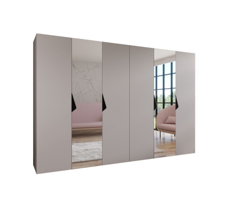 Szafa uchylna z lustrem otwierana Abiks SANDI 2 300 (2x150) wys 202 cm Kaszmir + Czarny 1 szt