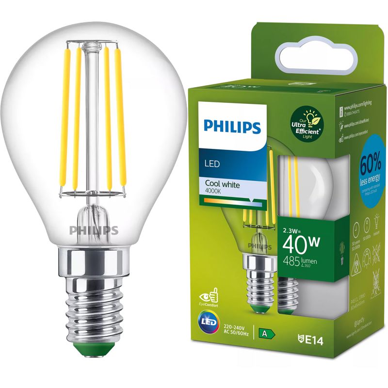 Żarówka LED Philips E14 P45 2.3W 485lm 4000K 300st Klasa A 1 szt.