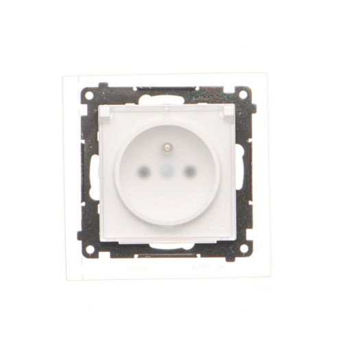 Gniazdo wtyczkowe IP44 z uszczelką Simon 55 biały mat klapka transparentna TGZ1BCZ.01/111A 1 szt.