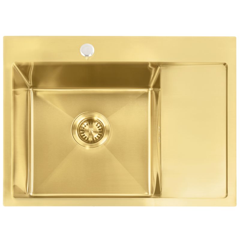 Zlewozmywak Stalowy Z Baterią Kuchenną Rea Fin Złoty Szczotkowany 62X48X18,5Cm + Bateria Kuchenna Fresh Szczotkowane Złoto 1 Szt