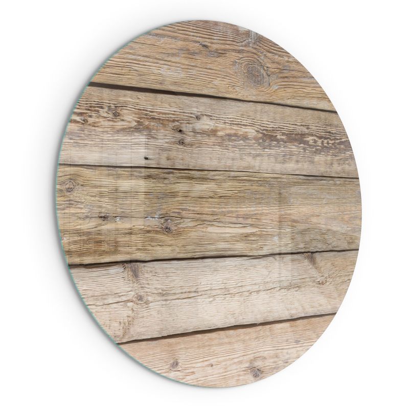 Szklana Podkładka Pod Kominek Okrąg Wallfluent Fi60 cm Faktura drewnianych desek 1 szt.