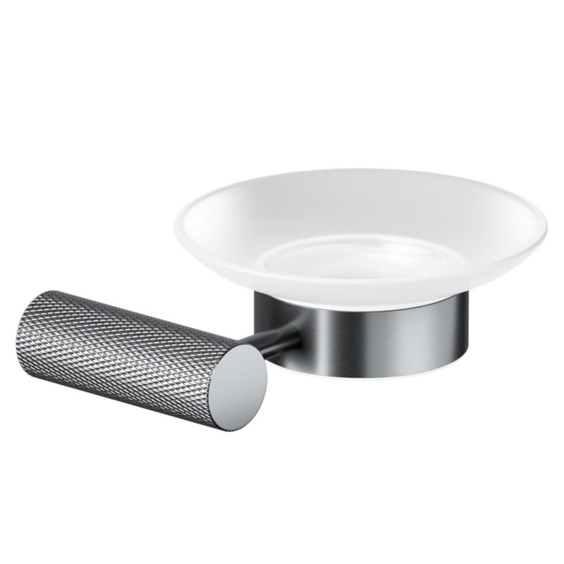 Mydelniczka ścienna Cersanit Zen czarna-gun metal zawieszana szkło nierdzewne 1 szt.