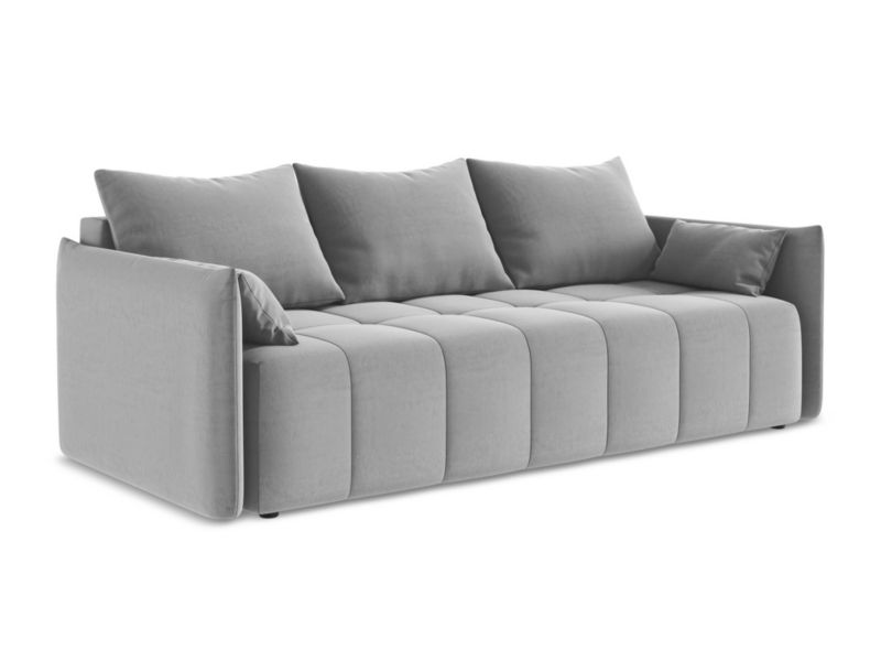 Kanapa 3-osobowa z funkcją spania LaMiaSofa BOLSENA z tkaniny welwetowej 225x105 cm szary 1 szt.