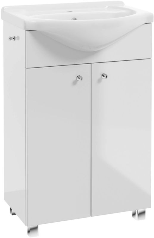 Szafka z umywalką Pat 55 cm biały połysk