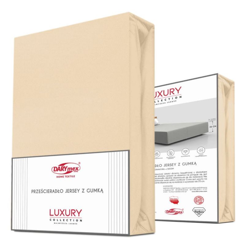 Prześcieradło jersey z elastanem z gumką Darymex 200x220 kolor beż 1 szt.