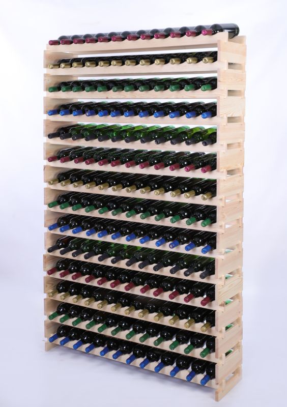 Stojak na wino MODO24 regał modułowy na butelki 14 leżni x 12 butelek montaż bez narzędzi naturalne drewno 1 szt.