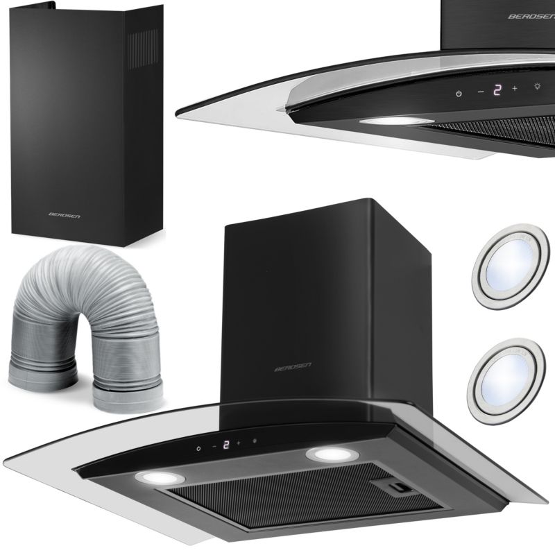 Okap kominowy kuchenny Berdsen 60cm czarny 1szt.