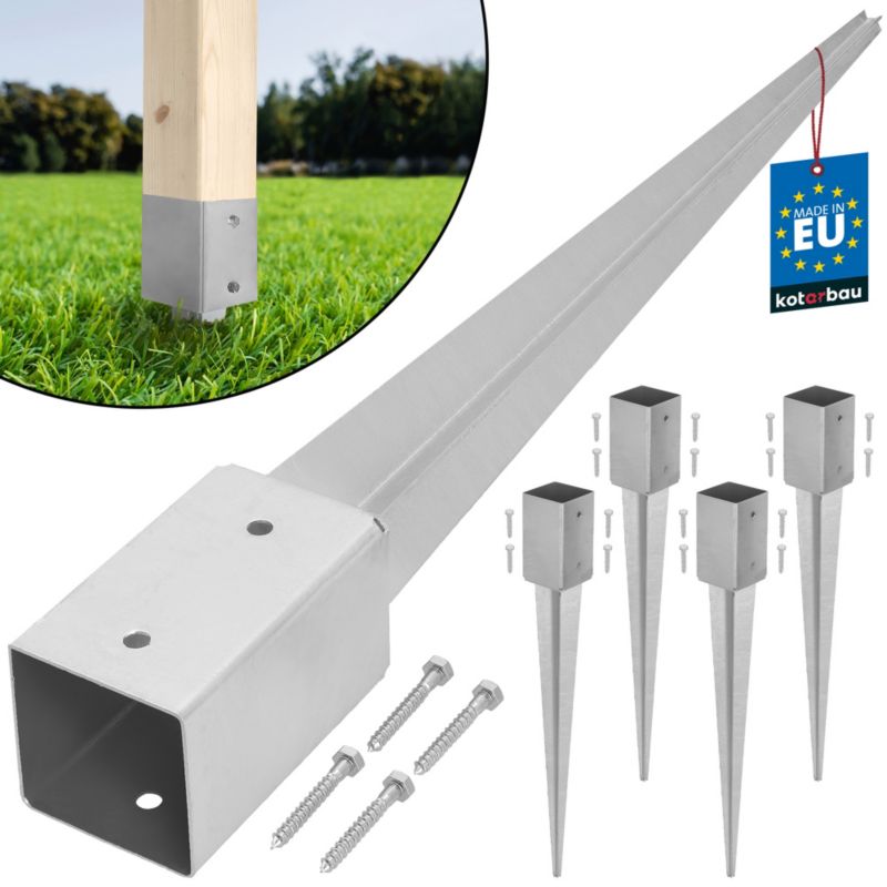 Podstawa słupa KOTARBAU kotwa wbijana do ziemi stalowa 80x80x750 mm 4 szt.