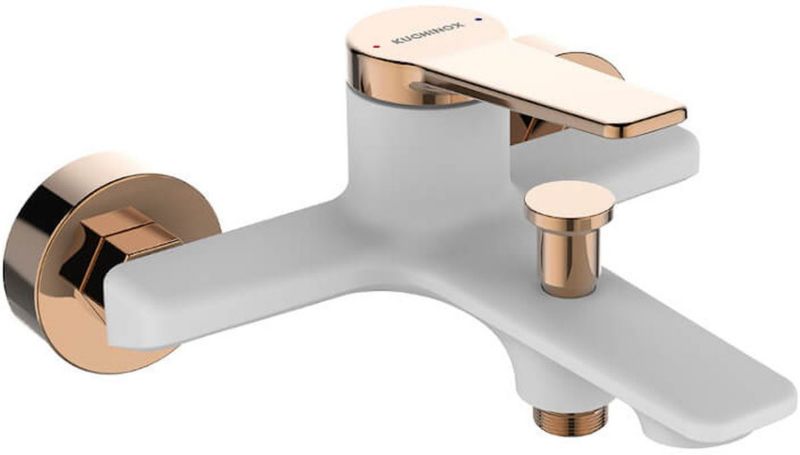Bateria wannowo-prysznicowa Kuchinox Alanis biały/różowe złoto, jednouchwytowa ścienna 1 szt.
