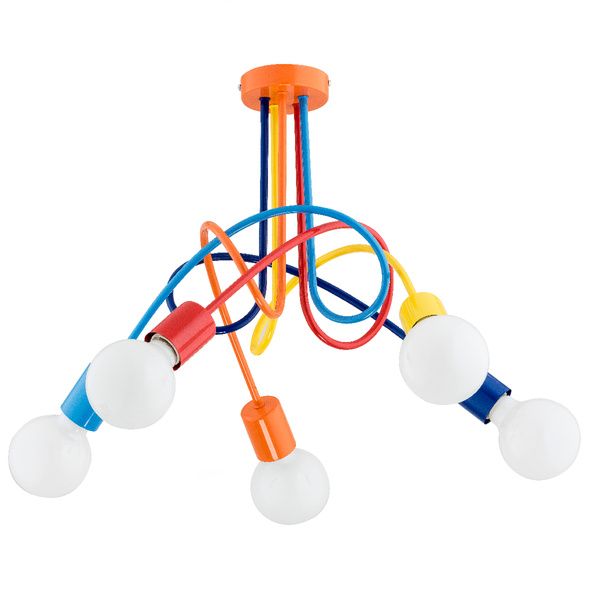 Lampa sufitowa wisząca Alfa Tango multikolor dziecięca 5xE27 x 15W 1 szt.