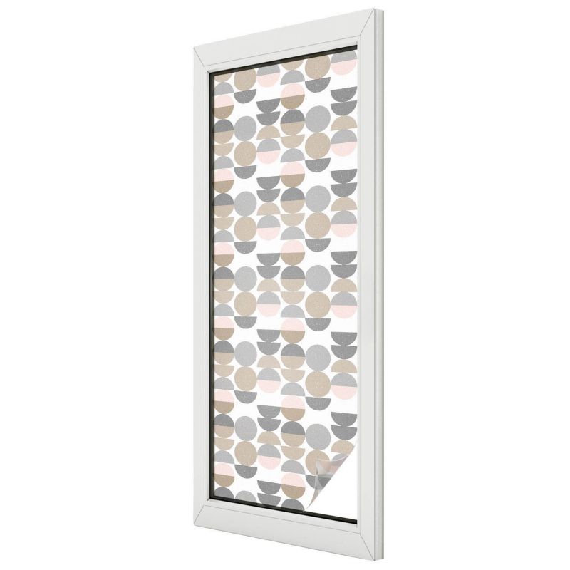 Folia Okienna Wallfluent 50x146 cm Chroniąca Prywatność Geometryczne okręgi i półokręgi w delikatnych barwach 1 rol.