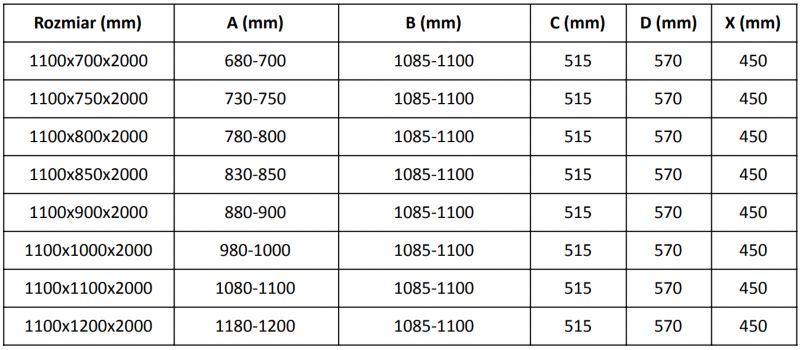 Kabina prysznicowa Mexen Velar rozsuwana 110 x 70 cm szron nikiel szczotkowany 1 szt.