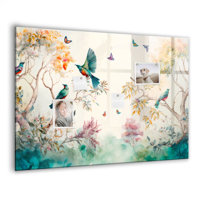 Tablica magnetyczna Wallfluent 100x70 cm Kwiaty ptaki natura 1 szt.