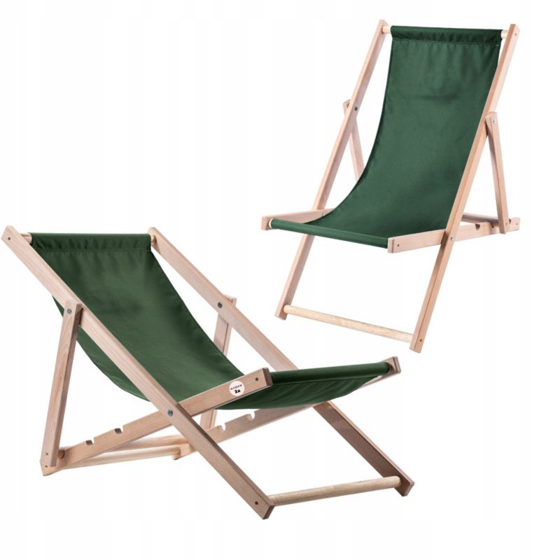 Leżak KADAX Drewniany Ogrodowy Plażowy Składany Zielony 2 Leżaki Polski Producent 1szt.