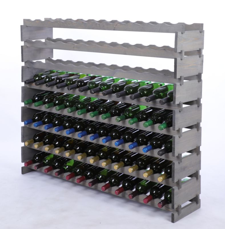 Stojak na wino MODO24 regał modułowy na butelki 8 leżni x 12 butelek montaż bez narzędzi impregnacja szara 1 szt.