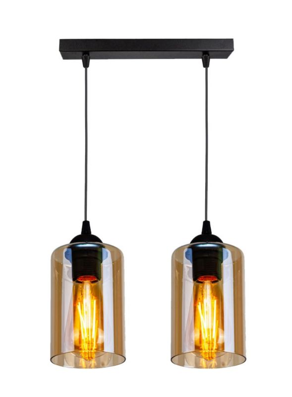 Lampa sufitowa Candellux Bistro czarno-bursztynowy wym: 100 x 34 x 10 cm 2xE27 x 40W 1 szt.