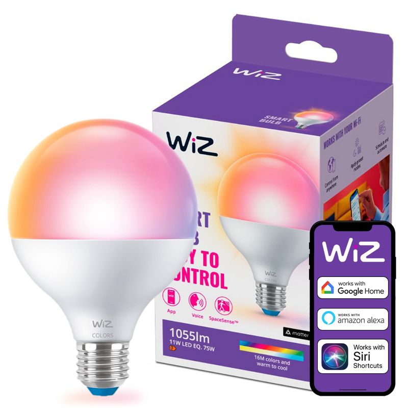 Żarówka LED WiZ E27 Kula G95 11W 1055lm 2200-6500K RGB TW Inteligentna Smart WiFi Bluetooth Aplikacja 1 szt.