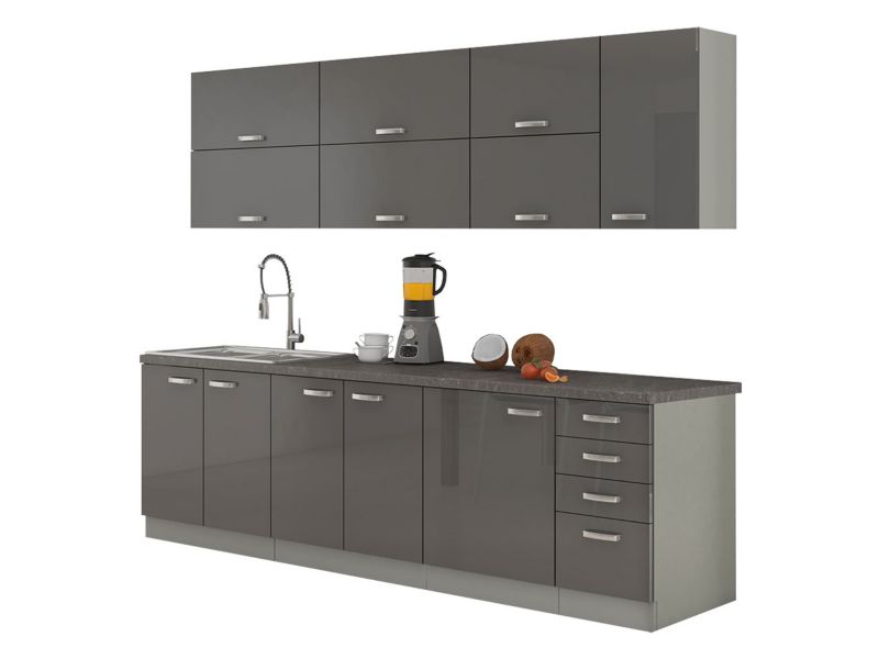 Meble kuchenne MIRJAN 24 Multiline IV szary / szary połysk 1 kpl.