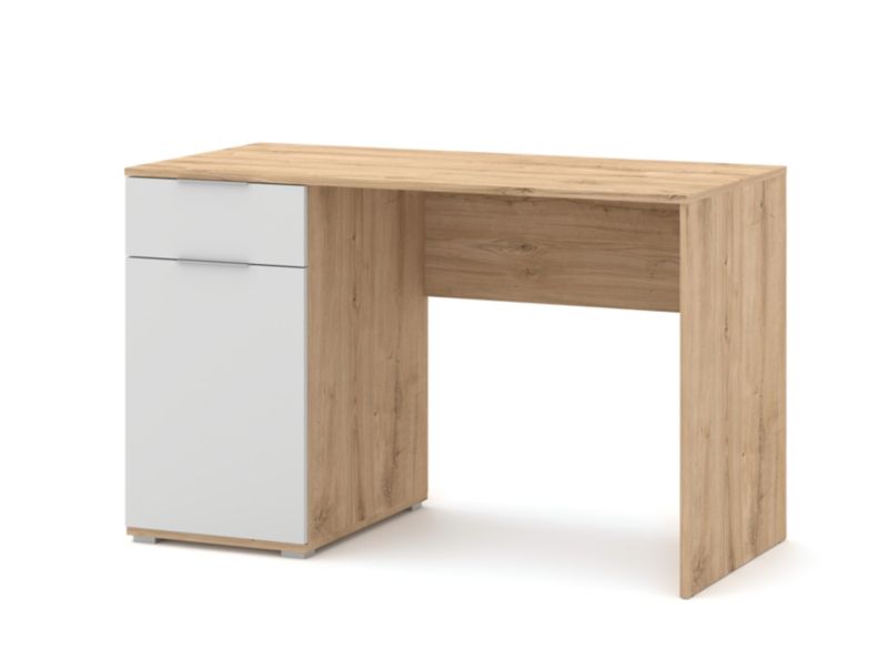 Biurko MAGO ADK MEBLE 120 z drzwiami i szufladą biały/dąb voltan 1 szt.