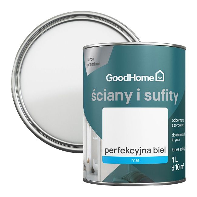 Farba GoodHome Premium biały mat 1 l
