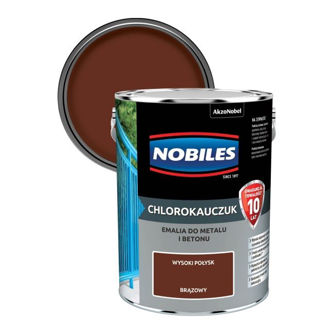 Emalia chlorokauczukowa Nobiles do metalu i betonu brązowa 5 l