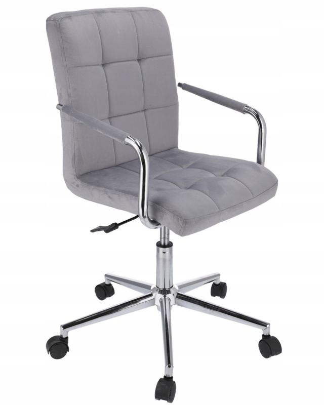Krzesło obrotowe QUATRO biurowe welur szare do biura gabinetu regulowane 1 szt.