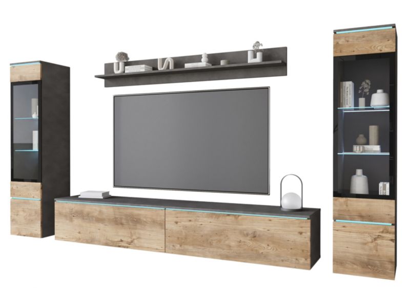 Meblościanka MINIO go for it VEVE 2 matera/kasztan wrocławski z LED, 1 szt.