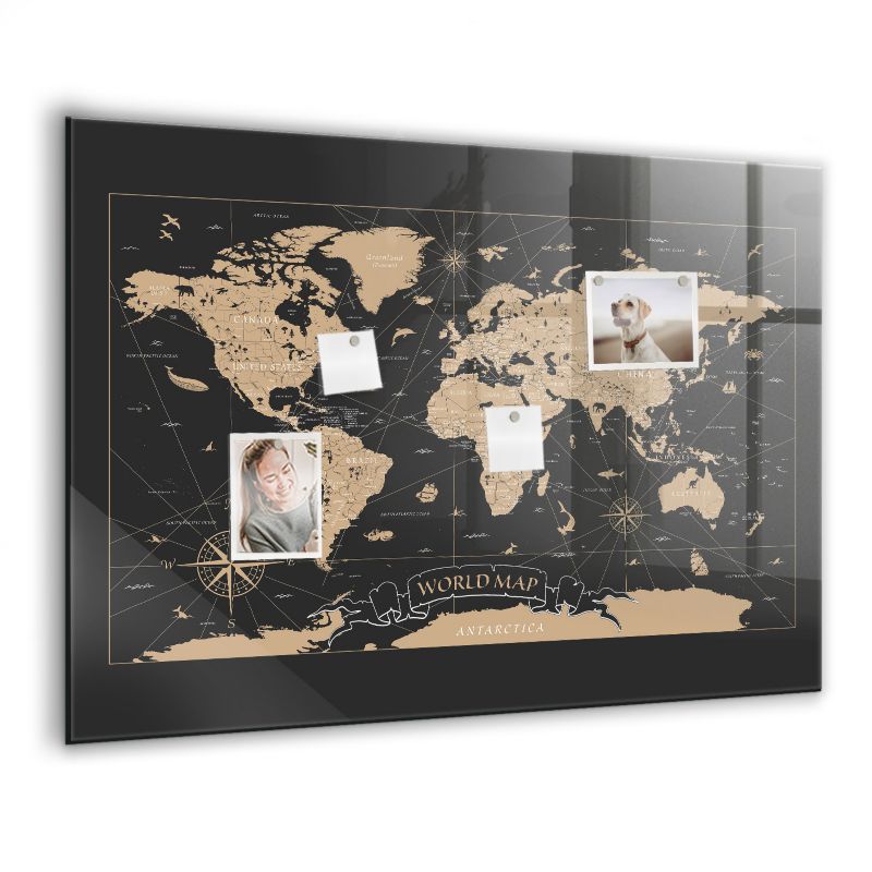 Foto tablica magnetyczna Wallfluent 100x70 cm Vintage mapa świata 1 szt.