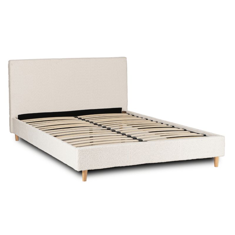 Łóżko Mebel Elite KIOTO 140x200 Tapicerowane Dwuosobowe Do Sypialni Baranek Krem 1 szt