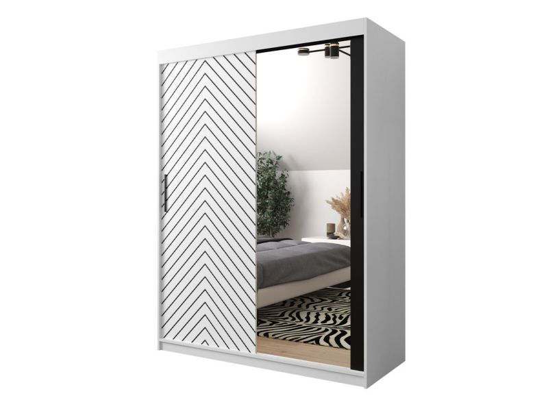 Szafa MIRJAN 24 Jodełka 2 150 biały + czarny mat 1 szt.