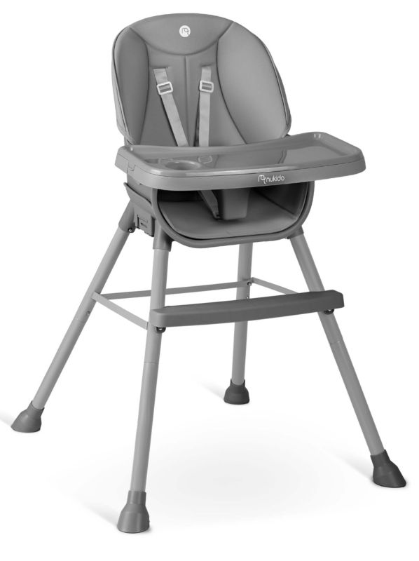 Krzesełko do karmienia dla dzieci Nukido Tilo regulowane fotelik 3w1 szare 1szt.